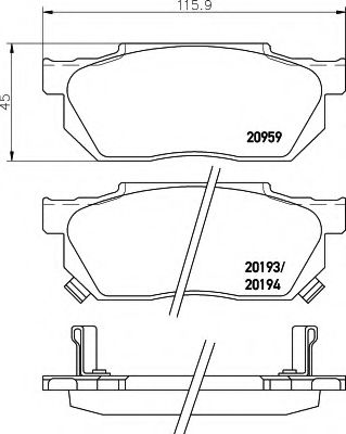 Imagine set placute frana,frana disc HELLA 8DB 355 005-641