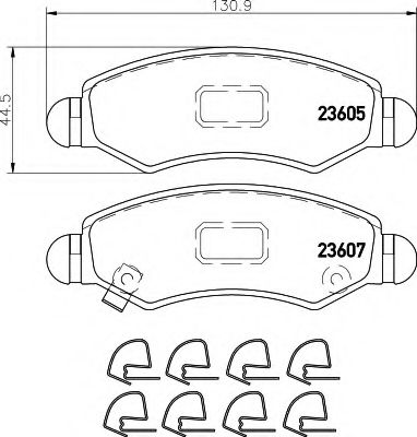 Imagine set placute frana,frana disc HELLA 8DB 355 011-691