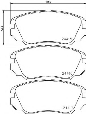 Imagine set placute frana,frana disc HELLA 8DB 355 013-051