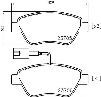 Imagine set placute frana,frana disc HELLA 8DB 355 018-821