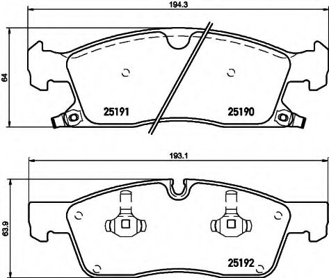 Imagine set placute frana,frana disc HELLA 8DB 355 019-551