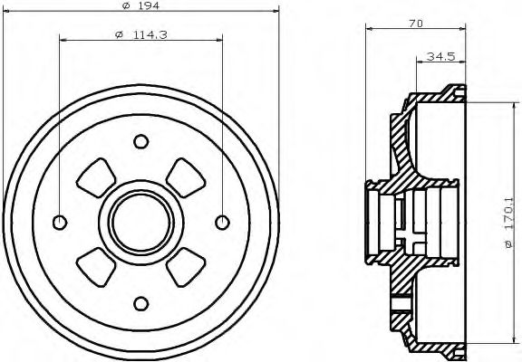 Imagine Tambur frana HELLA 8DT 355 302-001