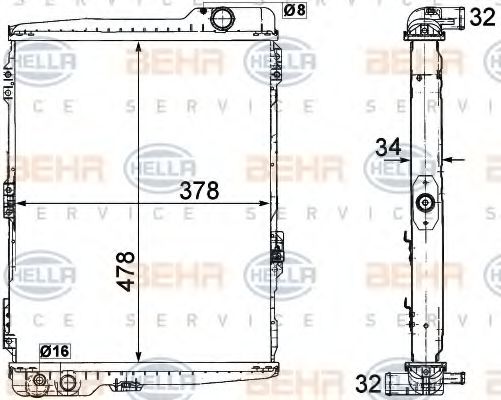 Imagine Radiator, racire motor HELLA 8MK 376 711-274