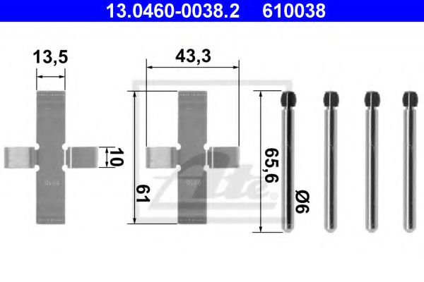 Imagine Set accesorii, placute frana ATE 13.0460-0038.2