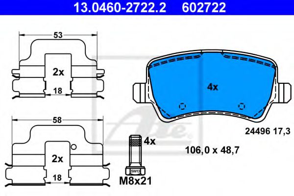 Imagine set placute frana,frana disc ATE 13.0460-2722.2