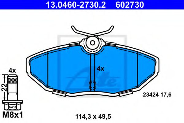 Imagine set placute frana,frana disc ATE 13.0460-2730.2