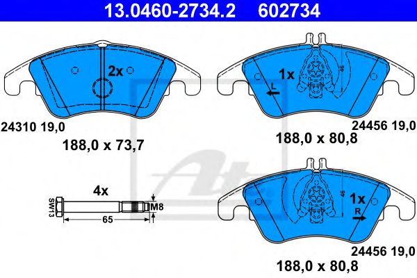 Imagine set placute frana,frana disc ATE 13.0460-2734.2