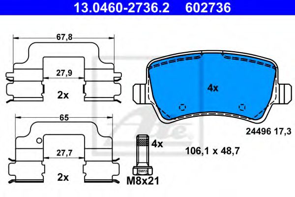 Imagine set placute frana,frana disc ATE 13.0460-2736.2