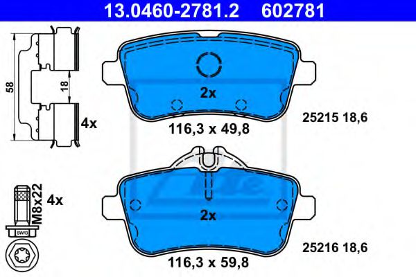 Imagine set placute frana,frana disc ATE 13.0460-2781.2