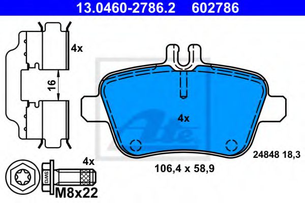 Imagine set placute frana,frana disc ATE 13.0460-2786.2