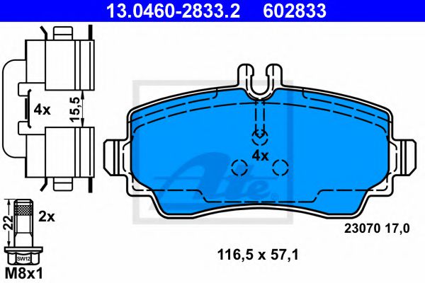 Imagine set placute frana,frana disc ATE 13.0460-2833.2