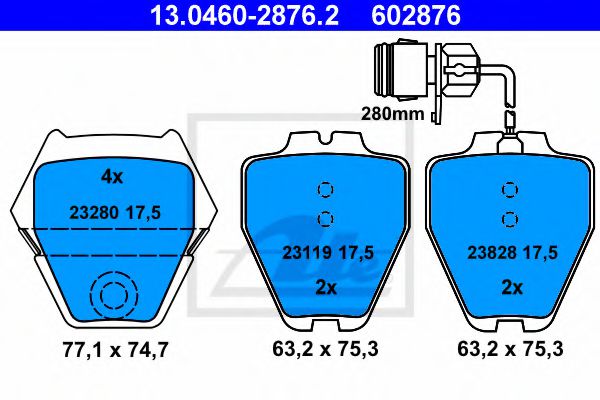 Imagine set placute frana,frana disc ATE 13.0460-2876.2