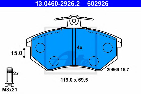 Imagine set placute frana,frana disc ATE 13.0460-2926.2