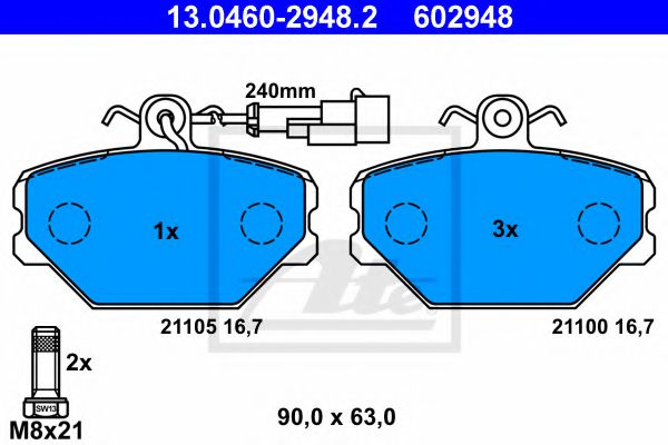 Imagine set placute frana,frana disc ATE 13.0460-2948.2