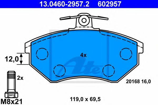 Imagine set placute frana,frana disc ATE 13.0460-2957.2