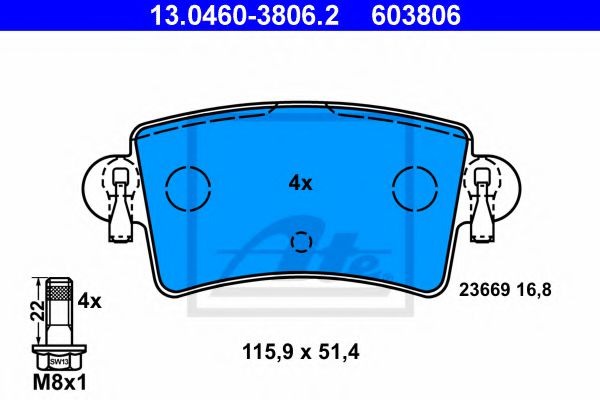 Imagine set placute frana,frana disc ATE 13.0460-3806.2