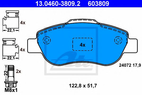 Imagine set placute frana,frana disc ATE 13.0460-3809.2