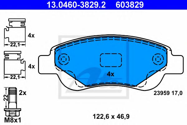 Imagine set placute frana,frana disc ATE 13.0460-3829.2