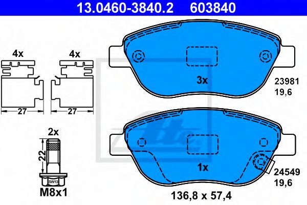 Imagine set placute frana,frana disc ATE 13.0460-3840.2