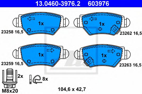 Imagine set placute frana,frana disc ATE 13.0460-3976.2