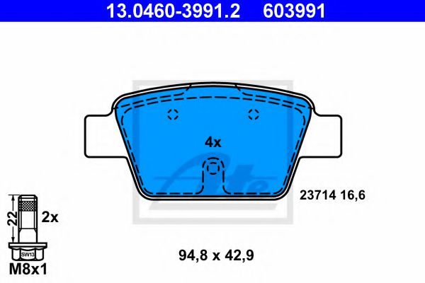 Imagine set placute frana,frana disc ATE 13.0460-3991.2