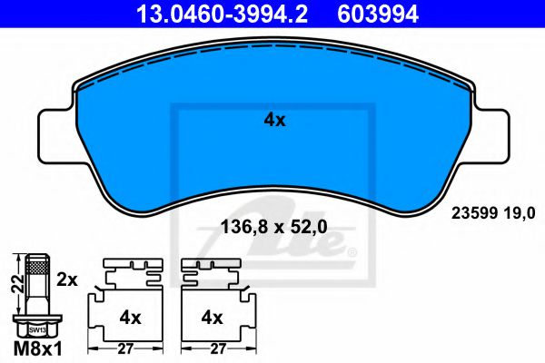 Imagine set placute frana,frana disc ATE 13.0460-3994.2