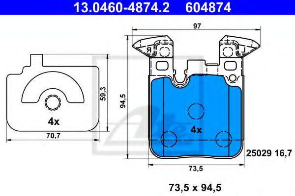 Imagine set placute frana,frana disc ATE 13.0460-4874.2