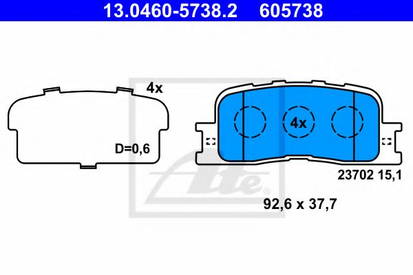 Imagine set placute frana,frana disc ATE 13.0460-5738.2