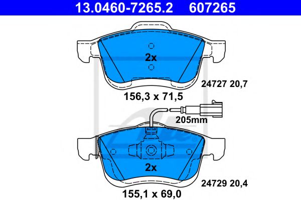 Imagine set placute frana,frana disc ATE 13.0460-7265.2