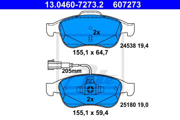 Imagine set placute frana,frana disc ATE 13.0460-7273.2