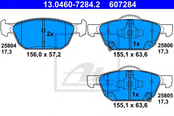 Imagine set placute frana,frana disc ATE 13.0460-7284.2