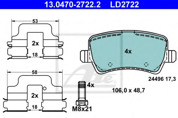 Imagine set placute frana,frana disc ATE 13.0470-2722.2