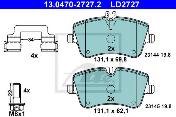 Imagine set placute frana,frana disc ATE 13.0470-2727.2