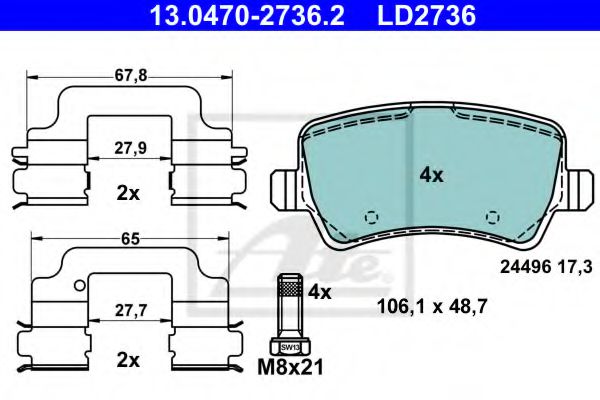 Imagine set placute frana,frana disc ATE 13.0470-2736.2