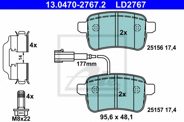 Imagine set placute frana,frana disc ATE 13.0470-2767.2