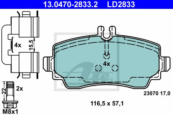 Imagine set placute frana,frana disc ATE 13.0470-2833.2