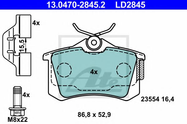 Imagine set placute frana,frana disc ATE 13.0470-2845.2