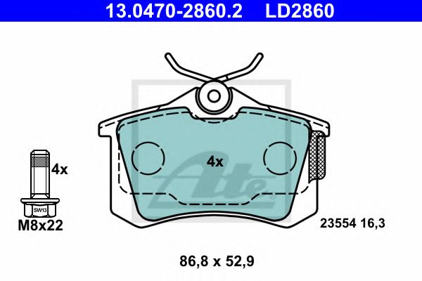 Imagine set placute frana,frana disc ATE 13.0470-2860.2