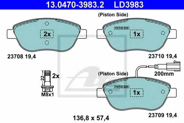 Imagine set placute frana,frana disc ATE 13.0470-3983.2