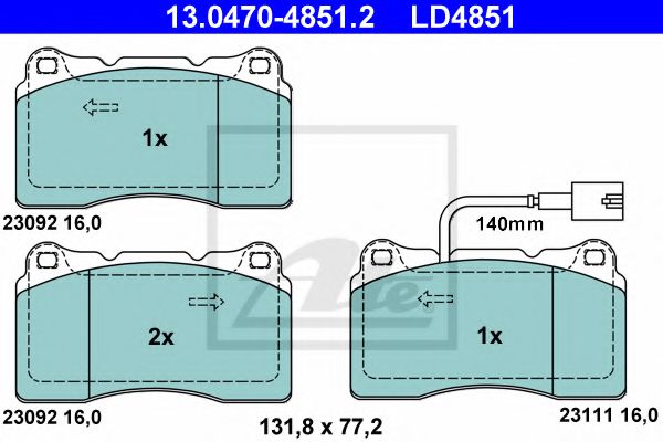 Imagine set placute frana,frana disc ATE 13.0470-4851.2