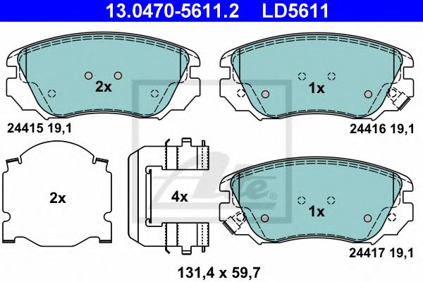 Imagine set placute frana,frana disc ATE 13.0470-5611.2