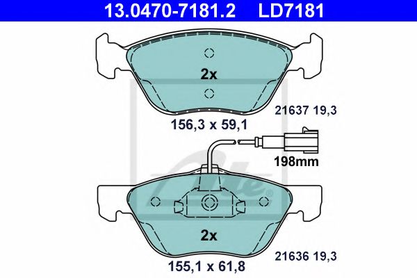 Imagine set placute frana,frana disc ATE 13.0470-7181.2