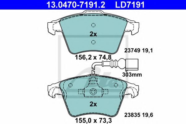 Imagine set placute frana,frana disc ATE 13.0470-7191.2