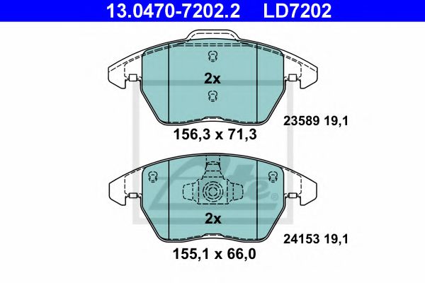 Imagine set placute frana,frana disc ATE 13.0470-7202.2