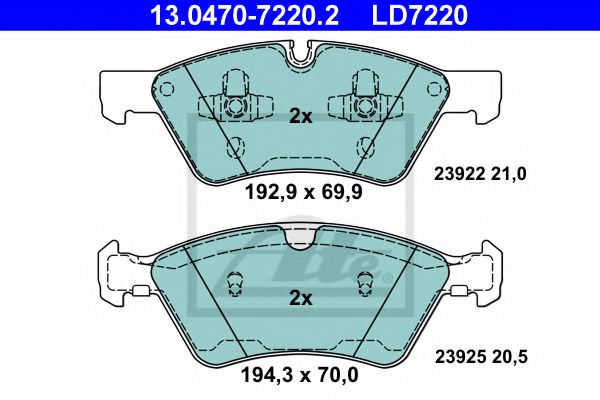 Imagine set placute frana,frana disc ATE 13.0470-7220.2