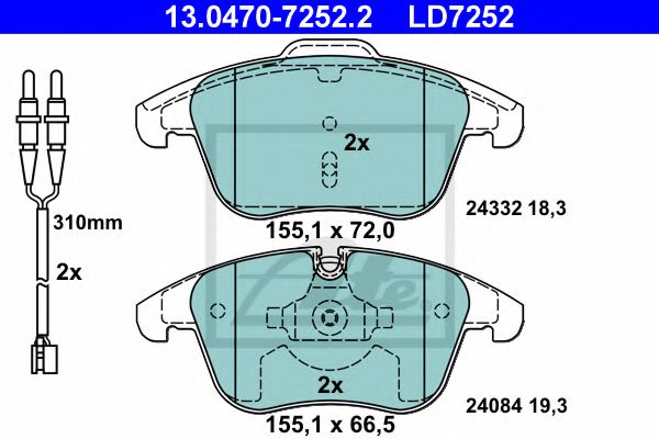 Imagine set placute frana,frana disc ATE 13.0470-7252.2