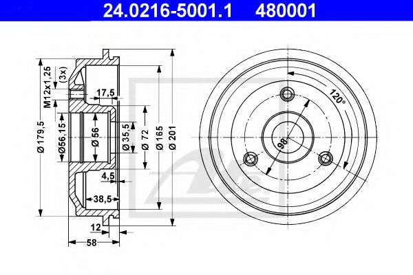 Imagine Tambur frana ATE 24.0216-5001.1