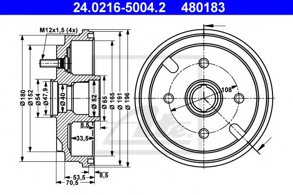 Imagine Tambur frana ATE 24.0216-5004.2