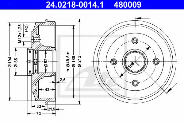 Imagine Tambur frana ATE 24.0218-0014.1