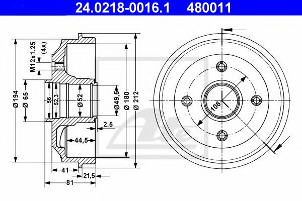 Imagine Tambur frana ATE 24.0218-0016.1